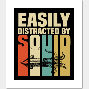 Squid Retro Funny & humor Squids Cute & Cool Art Design Lovers Posters and Art